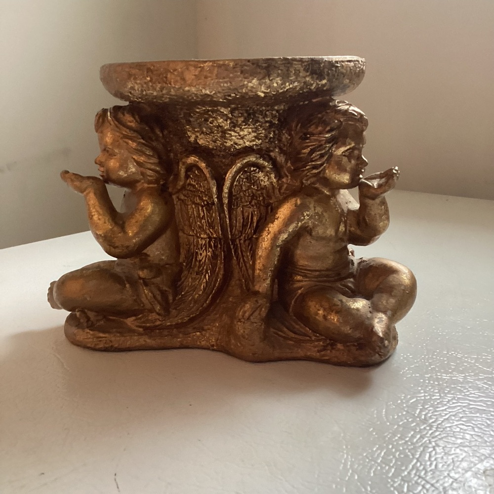 Vintage Gold Cherub Candle Holder